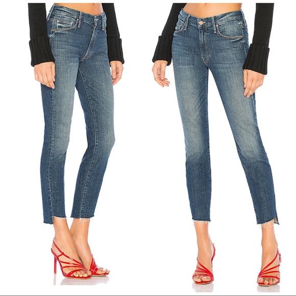 mother the looker ankle step fray jeans